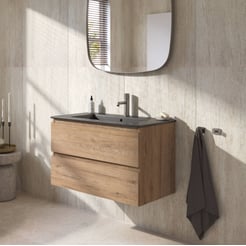 Ben Tendenza badmeubel incl. mat zwarte keramische wastafel 82,7x46x51,5cm sherwood