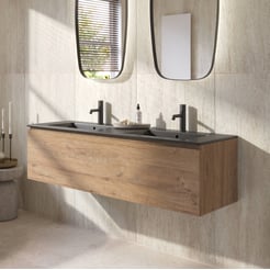 Ben Tendenza badmeubel incl. mat zwarte keramische wastafel 142,7x46cm sherwood