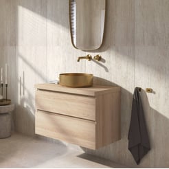 Ben Tendenza badmeubel incl. geborsteld messing waskom 81x46x75,8cm urban oak