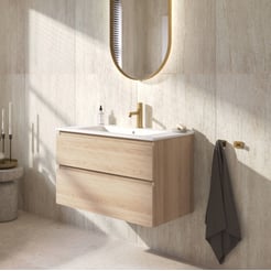 Ben Tendenza badmeubel incl. mat witte keramische wastafel 82,7x46x61,5cm urban oak