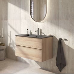 Ben Tendenza badmeubel incl. mat zwarte keramische wastafel 82,7x46x61,5cm urban oak