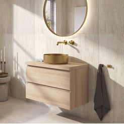 Ben Tendenza badmeubel incl. geborsteld messing waskom 81x46x65,8cm urban oak