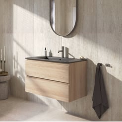Ben Tendenza badmeubel incl. mat zwarte keramische wastafel 82,7x46x51,5cm urban oak
