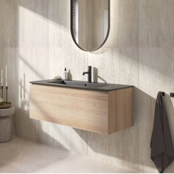 Ben Tendenza badmeubel incl. mat zwarte keramische wastafel 102,7x46cm urban oak