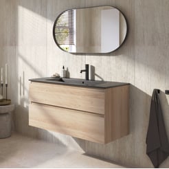 Ben Tendenza badmeubel incl. mat zwarte keramische wastafel 102,7x46x61,5cm urban oak
