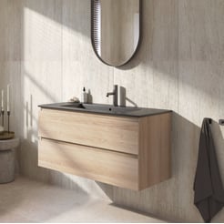 Ben Tendenza badmeubel incl. mat zwarte keramische wastafel 102,7x46x51,5cm urban oak