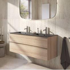 Ben Tendenza badmeubel incl. mat zwarte keramische wastafel 122,7x46x61,5cm urban oak