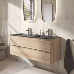 Ben Tendenza badmeubel incl. mat zwarte keramische wastafel 122,7x46x51,5cm urban oak