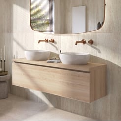Ben Tendenza badmeubel incl. glans witte waskommen 141x46cm urban oak