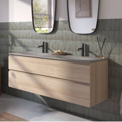 Ben Tendenza badmeubel incl. beton grijze wastafel 140,1x45x61,5cm urban oak