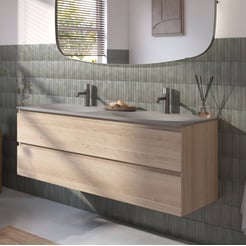 Ben Tendenza badmeubel incl. beton grijze wastafel 140,1x45x51,5cm urban oak