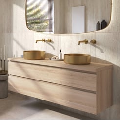 Ben Tendenza badmeubel incl. geborsteld messing waskom 161x46x75,8cm urban oak