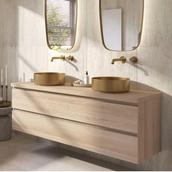 Ben Tendenza badmeubel incl. geborsteld messing waskom 161x46x65,8cm urban oak