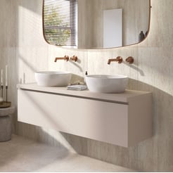 Ben Tendenza badmeubel incl. glans witte waskommen 141x46cm zand