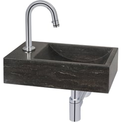 Ben Venetia fontein incl. chromen kraan met C-uitloop links 40x22x10cm Hardsteen grijs