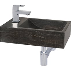 Ben Venetia fontein incl. chromen kraan links 40x22x10cm Hardsteen grijs