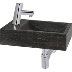 Ben Venetia fontein incl. chromen kraan met autostop links 40x22x10cm Hardsteen grijs