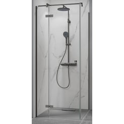 Ben Vivid Draaideur links 100x200cm Geborsteld Zwart Helder Glas