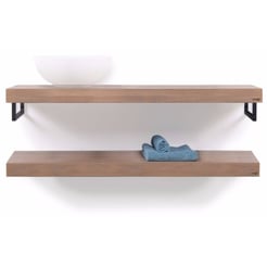 Looox Wooden Base Shelf Duo Eiken 120 cm Old Grey/Mat Zwart