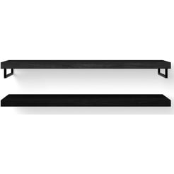 Looox Wooden Base Shelf Duo Wastafelblad 160x46x7 cm Black / Mat Zwart