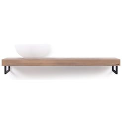Looox Wooden Base Shelf Solo Eiken 120 cm Old Grey/Mat Zwart
