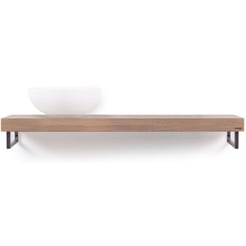 Looox Wooden Base Shelf Solo Eiken 120 cm Old Grey/RVS
