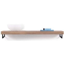 Looox Wooden Base Shelf Solo Eiken 140 cm Old Grey/Mat Zwart