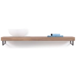 Looox Wooden Base Shelf Solo Eiken 140 cm Old Grey/RVS