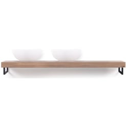 Looox Wooden Base Shelf Solo Eiken 160 cm Old Grey/Mat Zwart