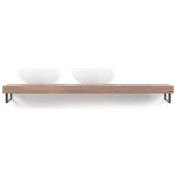 Looox Wooden Base Shelf Solo Eiken 160 cm Old Grey/RVS