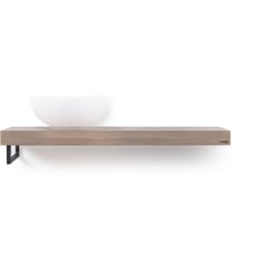 Looox Wooden Base Shelf Solo 100 cm Houder Links Old Grey/Mat Zwart