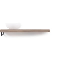 Looox Wooden Base Shelf Solo 120 cm Houder Links Old Grey/Mat Zwart