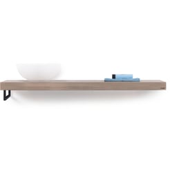 Looox Wooden Base Shelf Solo 140 cm Houder Links Old Grey/Mat Zwart
