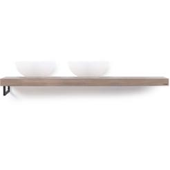 Looox Wooden Base Shelf Solo 160 cm Houder Links Old Grey/Mat Zwart