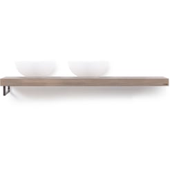 Looox Wooden Base Shelf Solo 160 cm Houder Links Old Grey/RVS