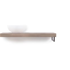Looox Wooden Base Shelf Solo 100 cm Houder Rechts Old Grey/RVS