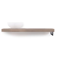 Looox Wooden Base Shelf Solo 120 cm Houder Rechts Old Grey/Mat Zwart