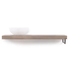 Looox Wooden Base Shelf Solo 120 cm Houder Rechts Old Grey/RVS