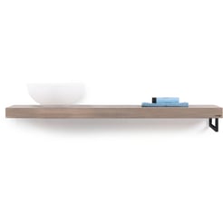 Looox Wooden Base Shelf Solo 140 cm Houder Rechts Old Grey/Mat Zwart