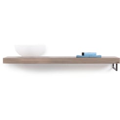 Looox Wooden Base Shelf Solo 140 cm Houder Rechts Old Grey/RVS