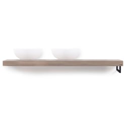 Looox Wooden Base Shelf Solo 160 cm Houder Rechts Old Grey/Mat Zwart