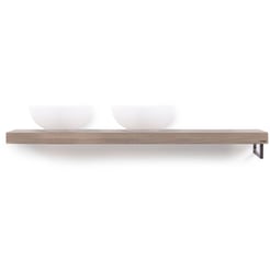 Looox Wooden Base Shelf Solo 160 cm Houder Rechts Old Grey/RVS