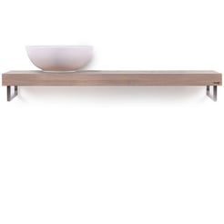 Looox Wooden Base Shelf Solo Eiken 100 cm Old Grey/Mat Zwart