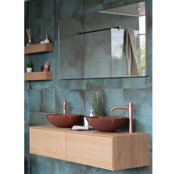Looox Facet onderkast met dubbele waskom 160x46x30cm Old grey/Raw rust