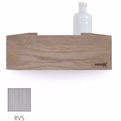 Looox Wooden Collection shelf box met bodemplaat rvs geborsteld eiken/geborsteld rvs