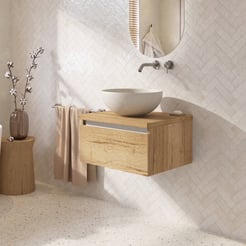 Saniselect Guarda badmeubel incl. afdekblad 60x51x32cm eiken marcato – aluminium greeplijst