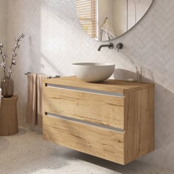 Saniselect Guarda badmeubel incl. afdekblad 100x51x62cm eiken marcato – aluminium greeplijst