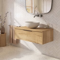 Saniselect Luca badmeubel incl. grijze keramische waskom 100x51x49cm eiken marcato – gunmetal greep