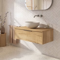Saniselect Luca badmeubel incl. afdekblad 100x51x32cm eiken marcato – rvs greep