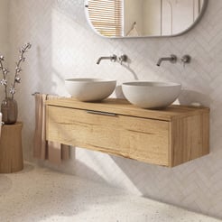 Saniselect Luca badmeubel incl. afdekblad 120x51x32cm eiken marcato – rvs greep